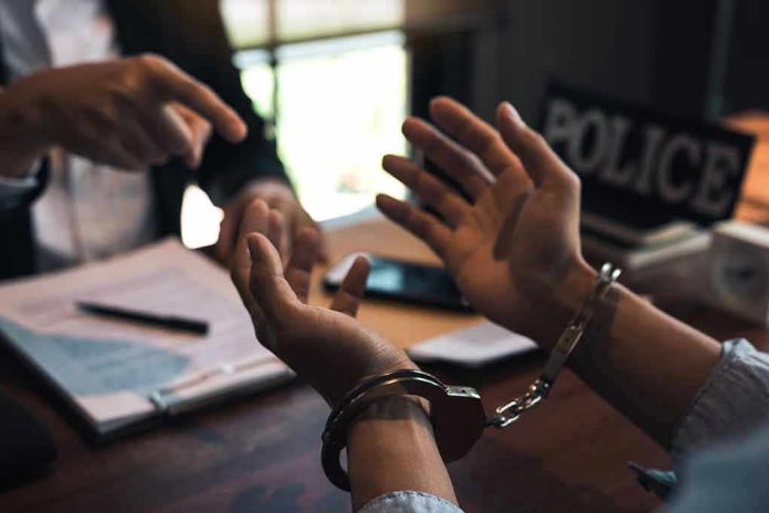 1669066165 Person handcuffed in discussion with another person