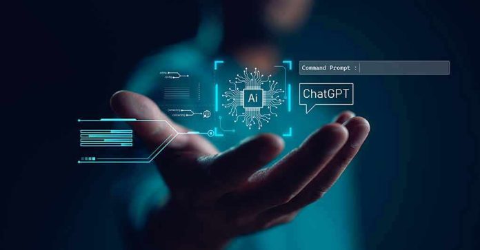 2253228203 Hand holding digital AI and ChatGPT graphics.