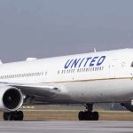 United Airlines plane on the runway.